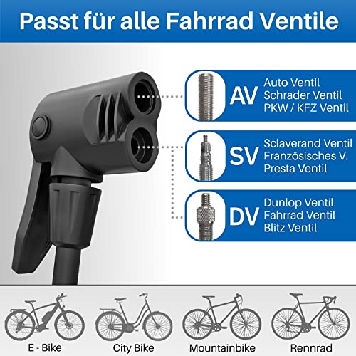 Standluftpumpe Hilo Sports für alle Ventile – 11 Bar