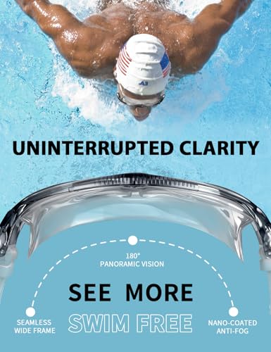 Image of Adult Swim Goggles, Liquid Silicone Anti Fog Swimming Goggles for Men and Women with Anti-Fog /UV & 180 Clear View