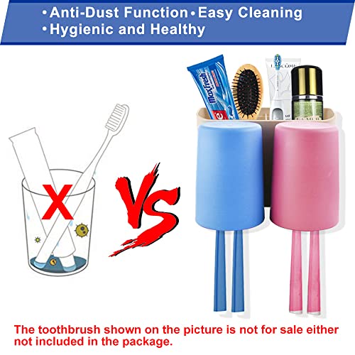 Toothbrush Holder With 2 Cups Kids Electric Toothbrush Wall Mount Toothpaste Storage Set For Bathroom Organizer #TOP3