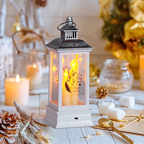 Taprion Sympathy Gift - Bereavement Memorial Lantern With Flickering Led Candle - Memorial Gifts For Loss Of Loved One，Mom，Dad，Husband(You Wings Were Ready, But My Heart Was Not) #TOP27