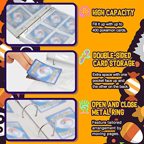 Morinbo Card Binder For Pokemon Cards, 4 Pocket 400 Cards Trading Cards Games Collection Holder Collector With Removable Sleeves (Black) #TOP3