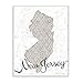Stupell Industries New Jersey Patterned Grey US State, Design by Artist Ziwei Li Art, 10 x 0.5 x 15, Wall Plaque