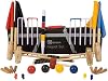 Junior Executive Croquet Set with Nylon Bag - Contains 2 junior sizes of ash wood mallet; 2 x 24” and 2 x 28.” The set also includes 4 composite balls 6 steel hoops clips flags and a centre peg. All in a nylon transport/storage bag.