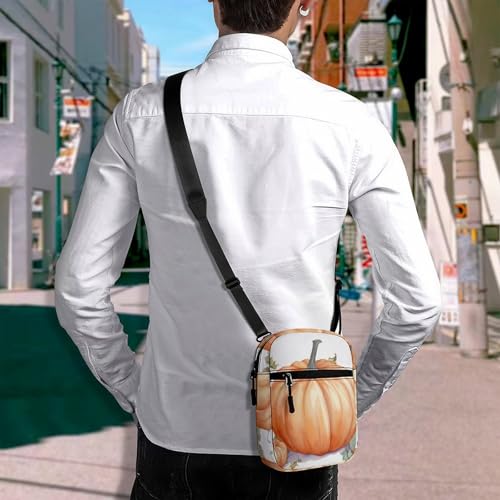 Personalized Small Crossbody Bag Water Resistant Messenger Bags Mini Fall Watercolor Pumpkins Printing SlingBag For Men Women4