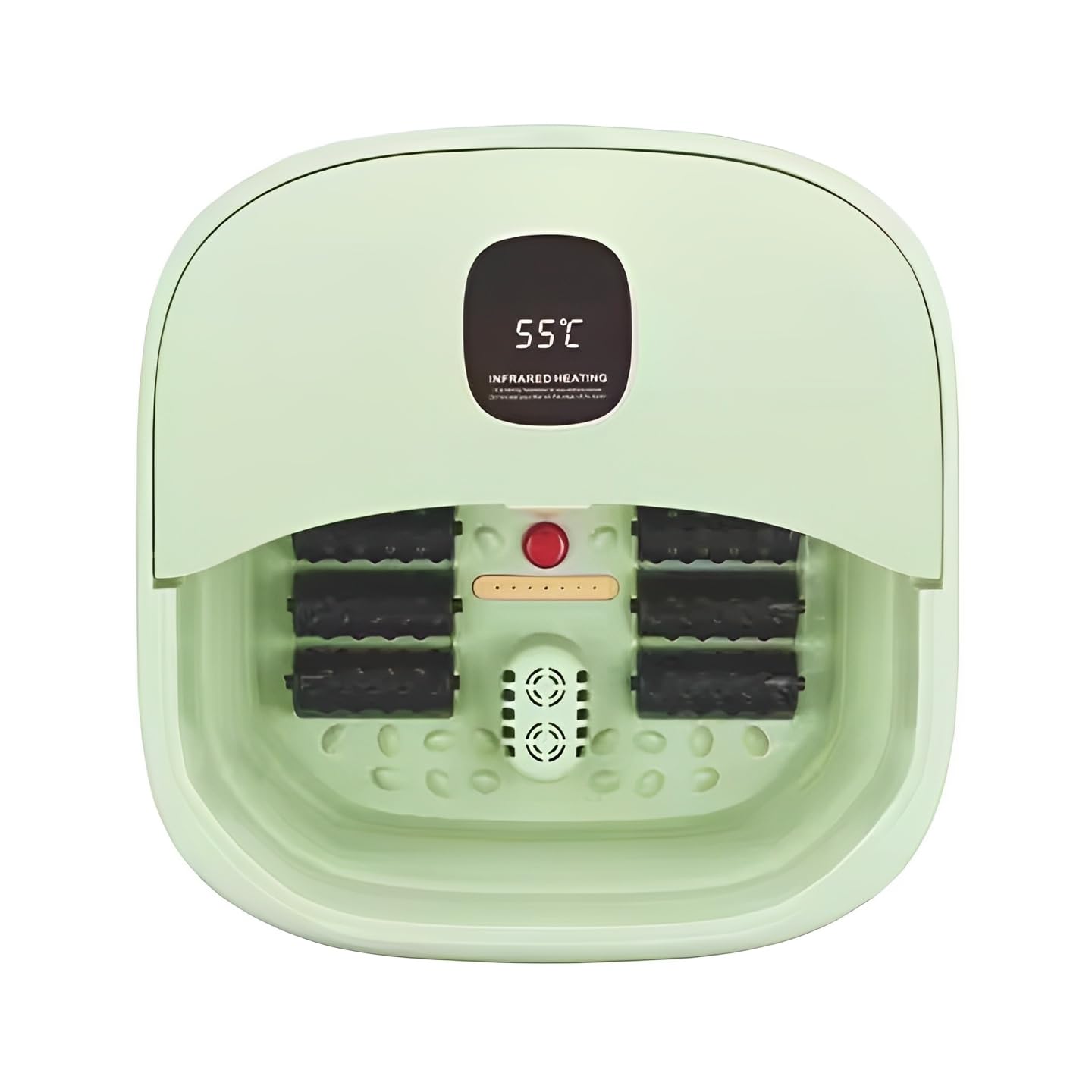 Foot Spa Bath Massager, Folding Electric Pedicure Footbath with Heat Bubbles,Adjustable Temperature,and Massage Rollers, Home Foot Soaking Tub for Relief (Light Green)