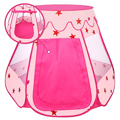 Kidami Princess Pop Up Tent With Star Lights For 1 2 3 Year Old Girls Birthday Gift, No Assembly Required, Easy To Fold With Portable Bag, Toddler Baby Girl Toys Kids Ball Pit Indoor Outdoor Playhouse #TOP7