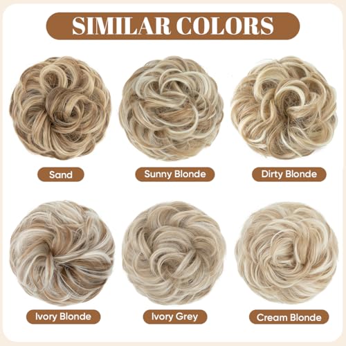 image for CJL HAIR Large Messy Bun Hair Piece Wavy Curly Scrunchies Synthetic Ch