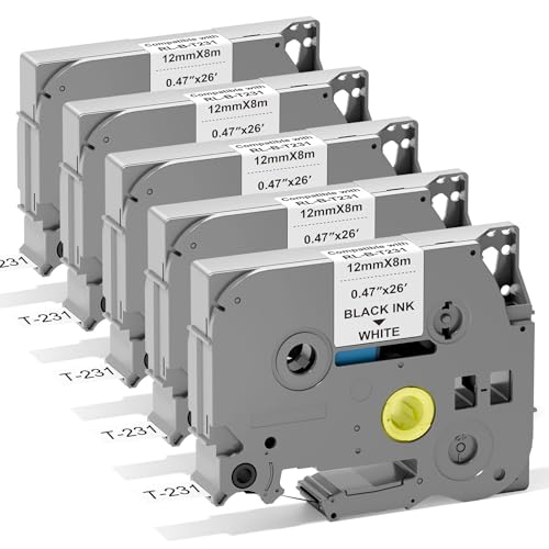 12mm 0.47 TZe TZ �e�[�v ���~�l�[�g�z���C�g���x�����[�J�[�e�[�v Brother P Touch Label Tape TZe-231 TZe231�p Brother PT-D210 PT-D220 PT-H110 PT-D410 PT-P