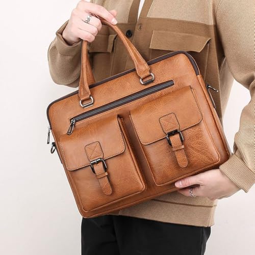 Image of CAVALO - Be Unique Leather Men's Laptop Bag Retro Messsenger Bag Men's Handbag Crossbody Bag Personality Briefcase (upto 14 inch) | Premium PU Leather
