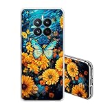JEZSTHAI Case Compatible with Huawei Mate 50E Transparent Silicone Gel Slim Fit Thin Soft Shockproof Protective TPU Crystal Clear Cover,Butterfly Pattern Print Design