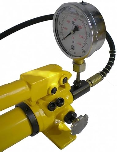 Miniatura 3 de Bomba de mano hidráulica, dos velocidades, con manómetro (10000 psi-43 in3) B-700B