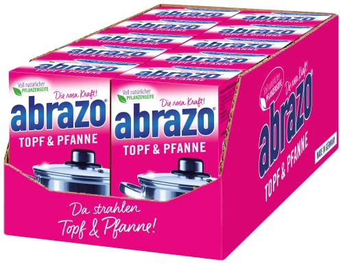 abrazo Casserole & poêle, 80 Coussins de Nettoyage pour casseroles, Barbecue & Four, éponge de Lavage avec Savon végétalien, éponge de Cuisine, éponge de Nettoyage Cover