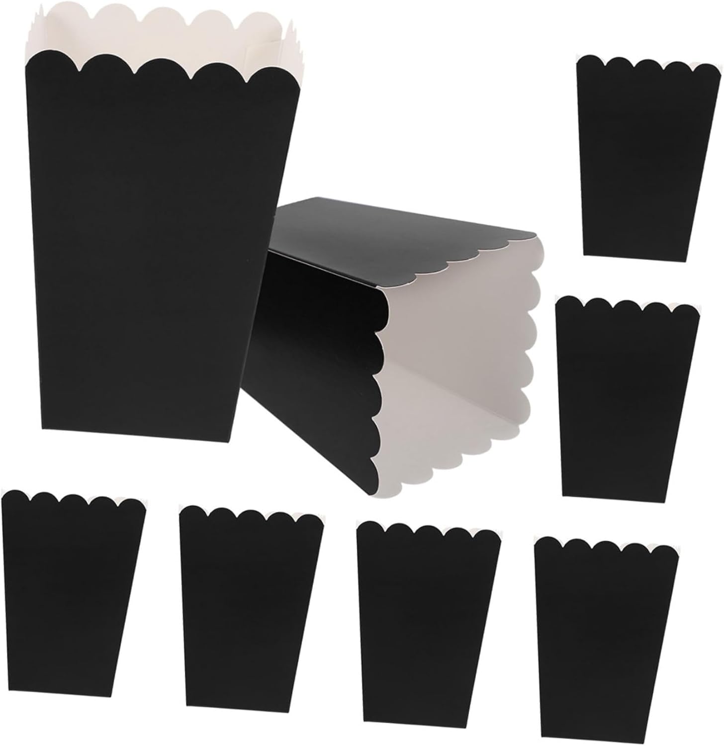 FUOYLOO 100pcs Black Paper Popcorn Boxes for Party Snacks, Wedding Favor Containers, Movie Night Popcorn Packing Boxes