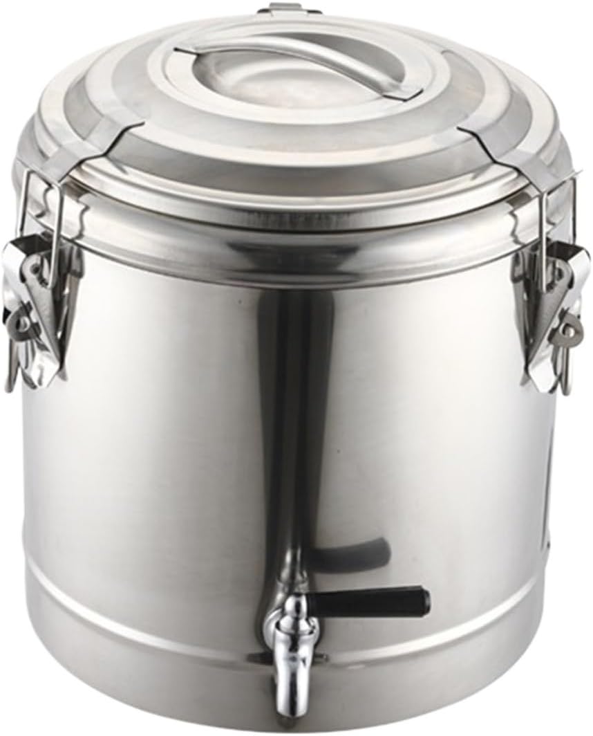 Milk Can Milk Bucket Stainless Stee Insulated Tea Bucket Hot Cold Soup Buckets Milk Tea Barrel for Tea Water Milk Transport Can Milk Jug (Silver 22L)