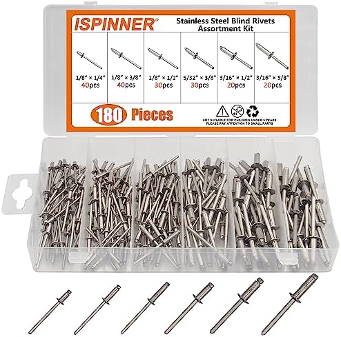 25 PCS Large Flange Pop Rivets – 5/32 X 3/8 Inch, Stainless Steel, Blind, Grip Range .251-.375 Inch - View #8
