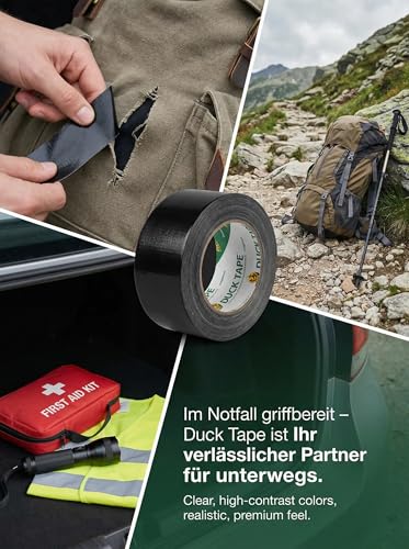 Duck Tape Original Panzertape zum Reparieren, Bündeln und Befestigen, 50 mm x 5 m, Schwarz