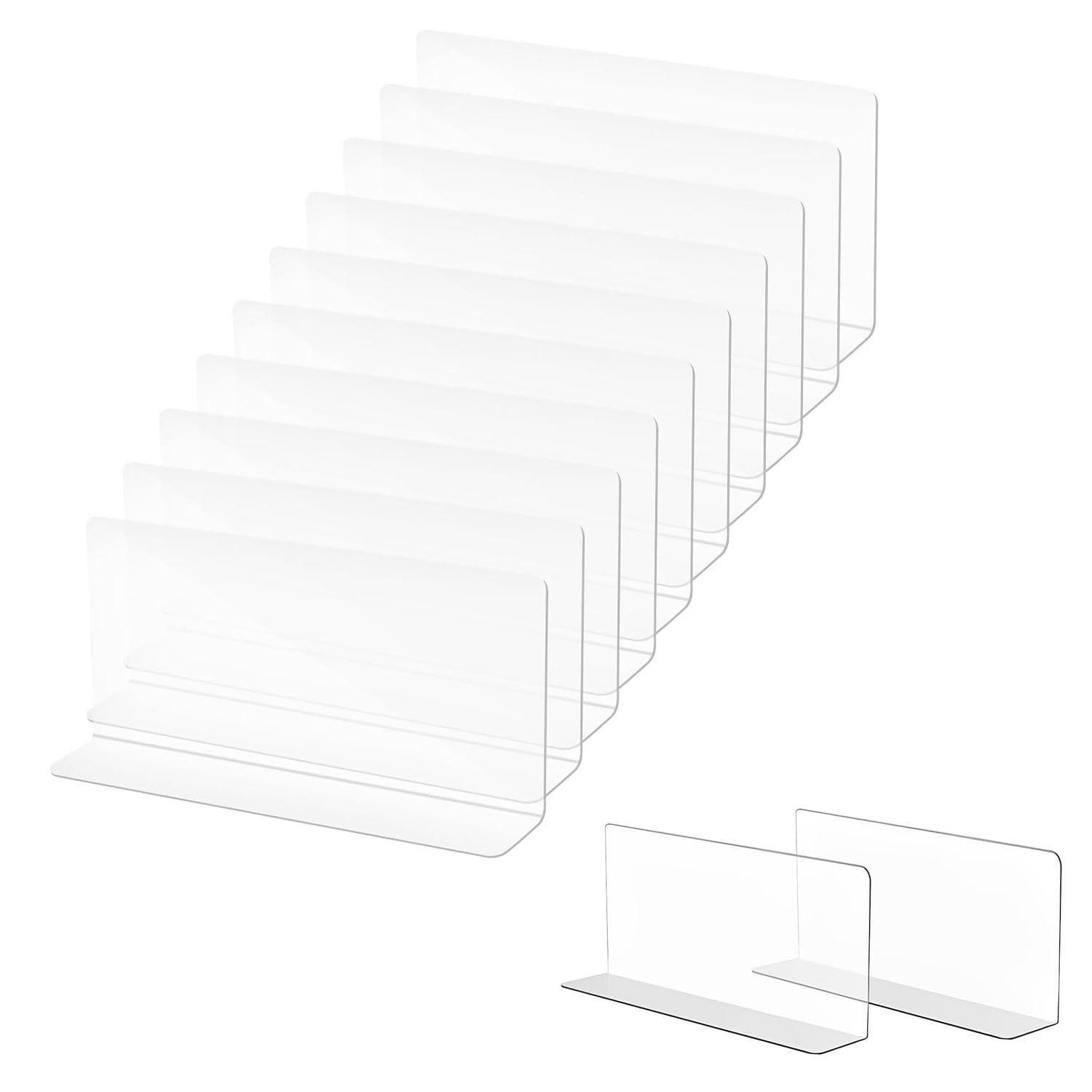 Ji liangli Set of 10 transparent PVC shelves, suitable for use as soundproofing panels, bookcase dividers or cupboard dividers.for bookcases, bedroom and kitchen cupboards.organisation and storage