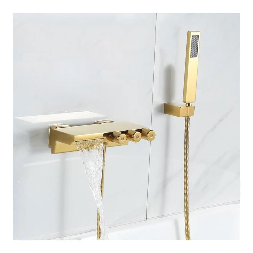 Blyqxs Gold Large Flow Waterfall Bathtub Faucet Gly62