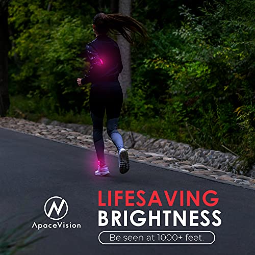 Image of Running Belts Pink: Apace Vision LED Safety Light (2 Pack) with Bonus Items - Clip On Strobe / Running Lights for Runners, Dogs, Bikes, Walking and More