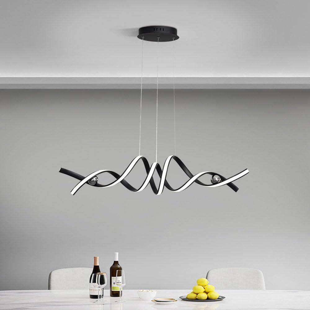 Éclairage de suspension réglable LED 3000-6000K lustre salon moderne irrégulier en ligne