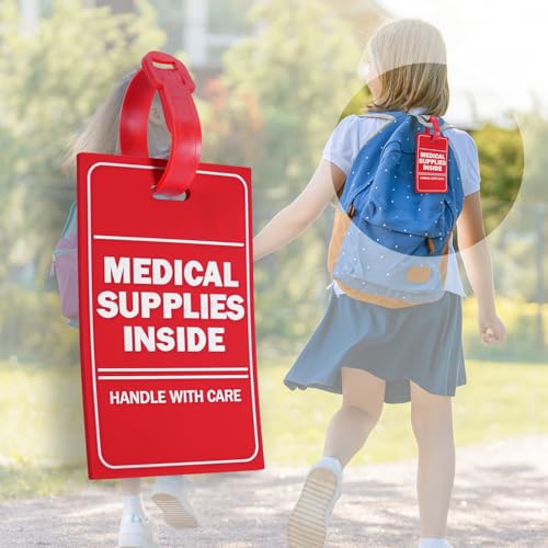 MEDMAX 2 Pack Medical Supplies Inside Tag, Handle with Care for Luggage or Bags Containing Medical Devices, Easy to Spot