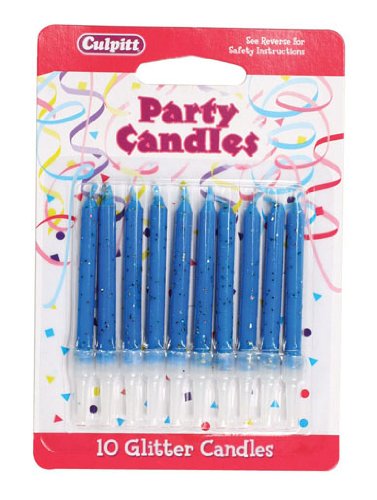 Culpitt Blue Glitter Candles - For Birthday Cakes