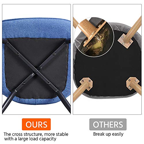 Topeakmart Fabric Upholstered Accent Chair Modern Armchair Dining Chair Curved Back Side Chair For Living Room Dining Room Bedroom Blue #TOP7