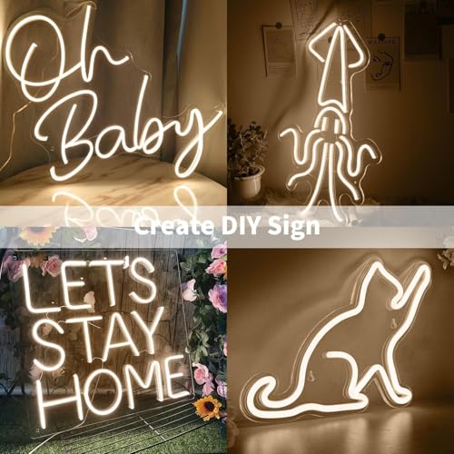 Image of 16.4 Feet LED Neon Strip Lights with 12V Adapter, Waterproof IP65, Silicone Flexible Rope Light for Home Wall Decor | Neon Lights | 5 Meter | Neon Rope Light | (Warm White)