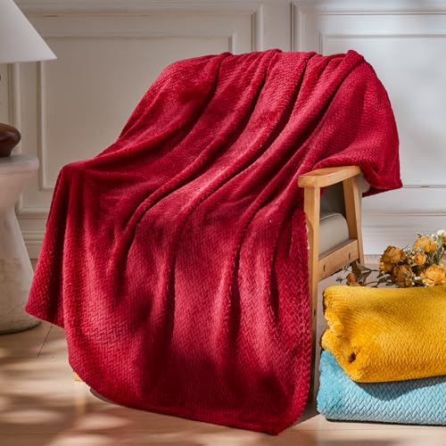 image for NEWCOSPLAY Super Soft Twin Blanket Red Premium Silky Flannel Fleece Le