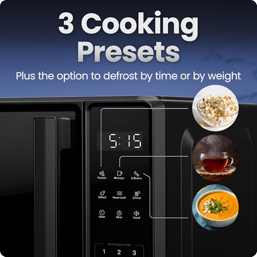 Chefman 20L Countertop Microwave Oven, 10 Power Levels 700W, 3 Cooking Presets with One-Touch Express Cook, Child Safety Lock, & Mute Button - Black - Image 3