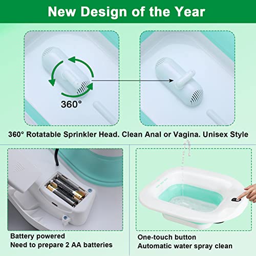 Yyysitz Sitz Bath, Electric Sitz Bath For Hemorrhoids, Sitz Bath For Toilet Seat, Postpartum Care Bowl, Sits Bath Soak Tub For Women Men, Sitz Baths Salts Pan, Butt Bath Basin, Portable, Green #TOP3