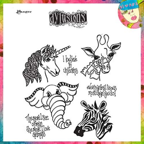 Dyan Reaveley's Dylusions Cling Stamp Set - I Believe In Unicorns