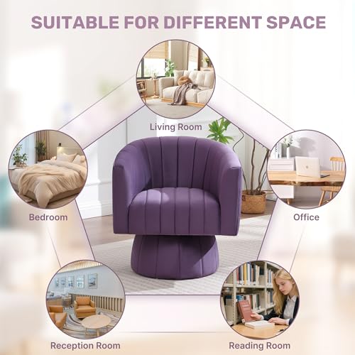 Sillón Giratorio Redondo Pequeño Confortable Violeta miniatura 5