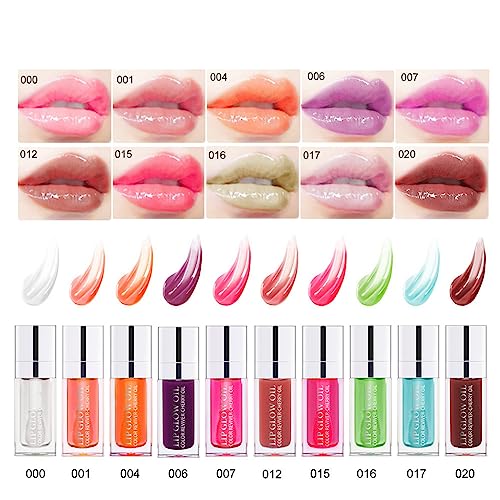 Maepeor Hydrating Lip Glow Oil 10 Colors Moisturizing Lip Oil Gloss Non-Sticky Transparent Lip Gloss Long Lasting Nourishing Tinted Lip Balm For Lip Care And Dry Lip With Big Brush Head (Icolors 07) #TOP3