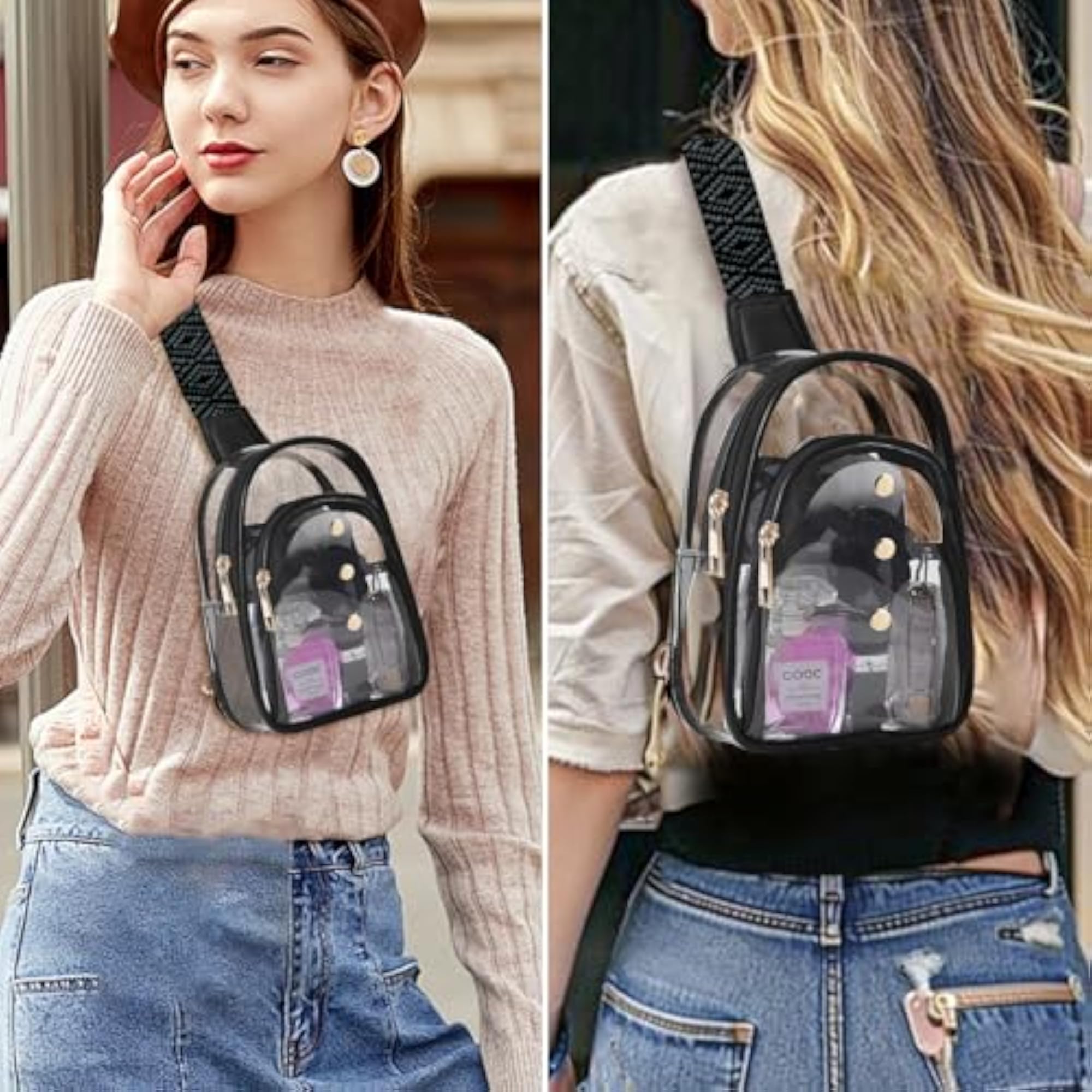 Clear Sling Bag for Stadium Events, Women