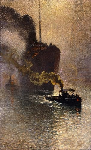 Impression toile haut de gamme Tow on the Thames d'Emile Claus 60x90cm