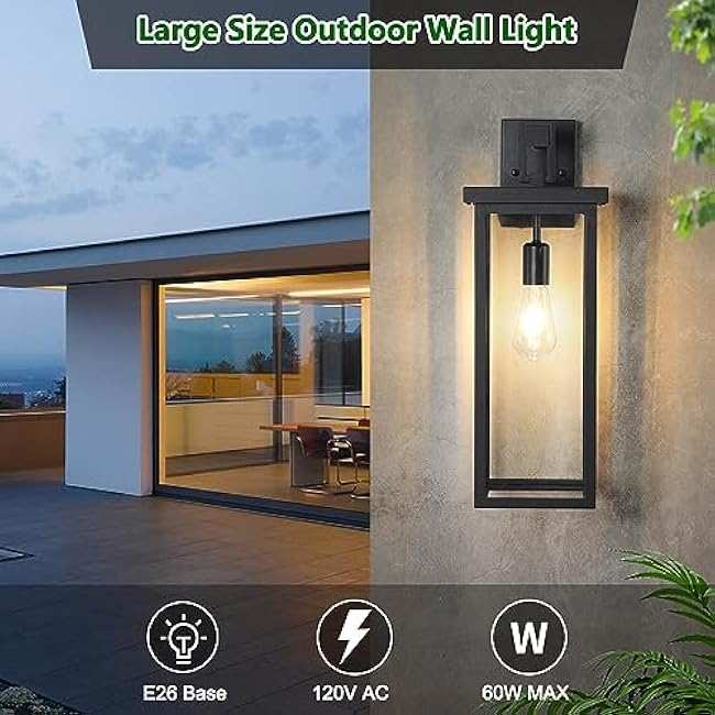 tewei Large Size Outdoor Wall Lantern Exterior Wall Light Fixture Matte Black Wall Sconces
