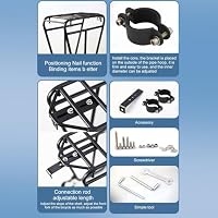 Front Gepäckträger - Fahrradträger Vorne | Universal Vorderrad Gepäckträger Stahlkonstruktion Packtaschenhalter Für Mountainbike Rennrad Cityrad Trekking Radsport Transport Schwarz – Ansicht 8