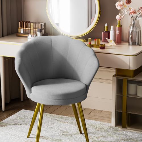 Chleby Fauteuils Chaises pour Salon Chaise Rembourrée en forme de fleur avec pieds en métal Chaises de salle à manger en velours Chaise de Salon fauteuil...