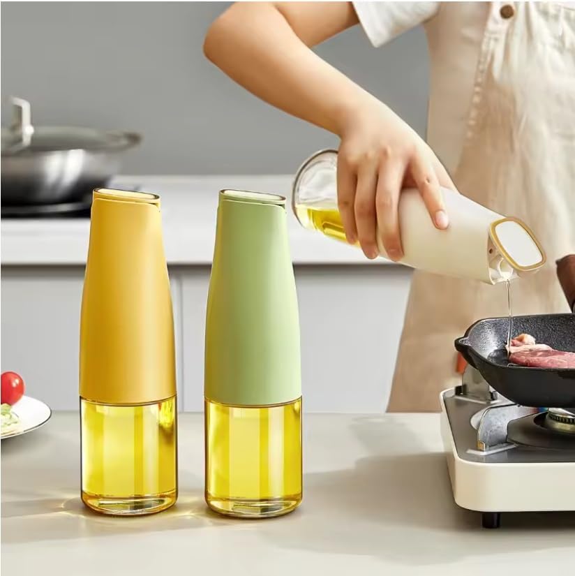 Auto-Open Glass Spice Jar Airtight Storage Pot With Lid Moisture-Proof Seasoning Container For Oil Household High-end Kitchen Sauce Wine Fragrance Vinegar Bottle Set 3 Colors Available(Suit)