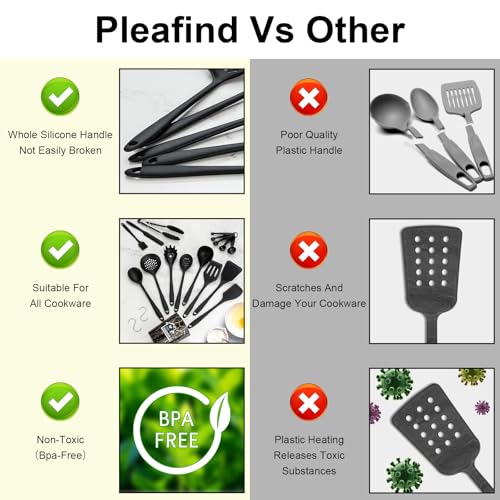 Pleafind 44-Piece Silicone Kitchen Utensils Set - Non-Stick, Heat-Resistant Cooking Tools for Every Culinary Need (Black) - Image 9