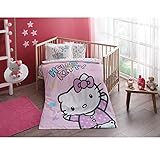  Tac - Juego de funda de edredón para bebé (100 x 150 cm, funda de almohada de 35 x 45 cm), diseño de Hello Kitty