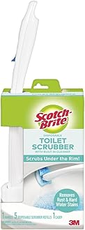 Disposable Toilet Scrubber Starter Kit, Disposable Refills with Built-In Bleach Alternative, Includes 1 Handle, Storage Caddy and 5 Refills