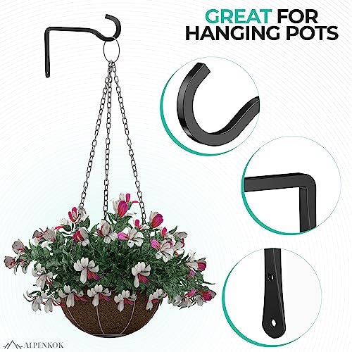 2 Pcs Wall Plant Hanger 6 inch – Indoor Hook easy Installation for Hanging Lanterns, Flower Baskets, Planters & Outdoor Decor - Durable Metal Alloy Plant Wall Hooks, Anti-Corrosion & Elegant Design — view 3