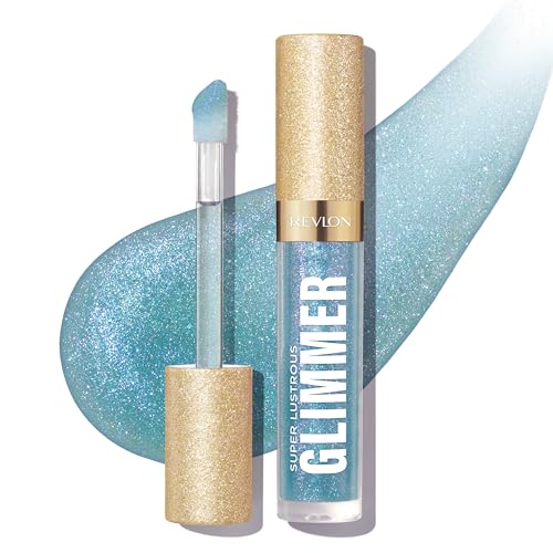 Revlon Super Lustrous Glimmer Gloss, Glitterato Idratante e Rimpolpante, Finish Ultra Lucido e Brillante, Formula a Base di Piante, 010 Indigo Ice, 3.8ml