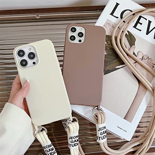 iPhone 15 Pro ケース 肩掛け 首掛け 斜めかけ スマホ ケース デザイン 可愛い 韓国 かわいい iPhone 15 Pro スマホ ケース アイホン 15 Pro カバー 耐衝撃 薄型 軽量 スマホ シリコン 紐付き 斜めがけ 織りストラップ付き ショルダー 縦/横 2WAY アイフォン 15 Pro ケース-White