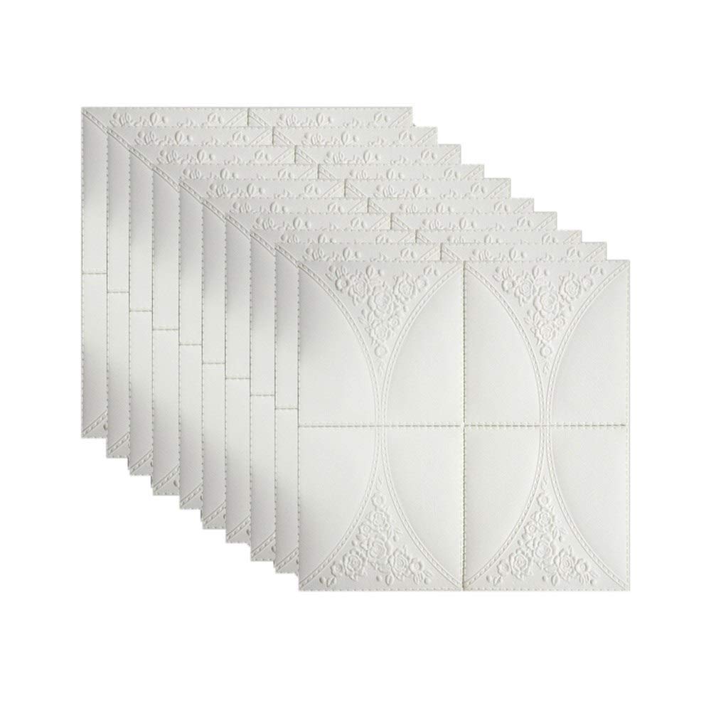 Revêtement mural 3D autocollant blanc 10 pièces dalles murales effet brique pour décoration