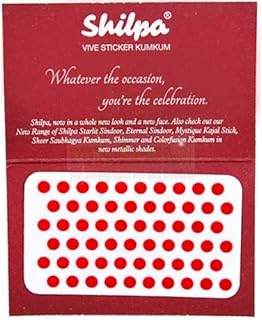 RED Bindi Tattoo Sticker Kumkum Total 300 Bindi - (60 x 5 Strips) (Bindi Diameter 4 mm)