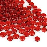 CYS EXCEL Red Glass Gemstone Beads Vase Fillers (1 LB) Flat Marble Beads Multiple Color Choices...