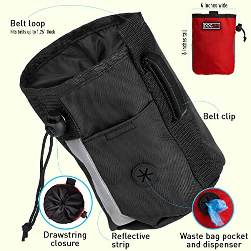 Image of Dogline Dog Treat Pouch: Puppy Training Bag, Pet Kibbles and Snacks Holder, Litter Waste Bags Dispenser with Adjustable Drawstring Closure, Large Capacity with Mesh Pocket, Strong Nylon Material